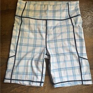 Tuckernuck Blue and Green Plaid Bike Shorts